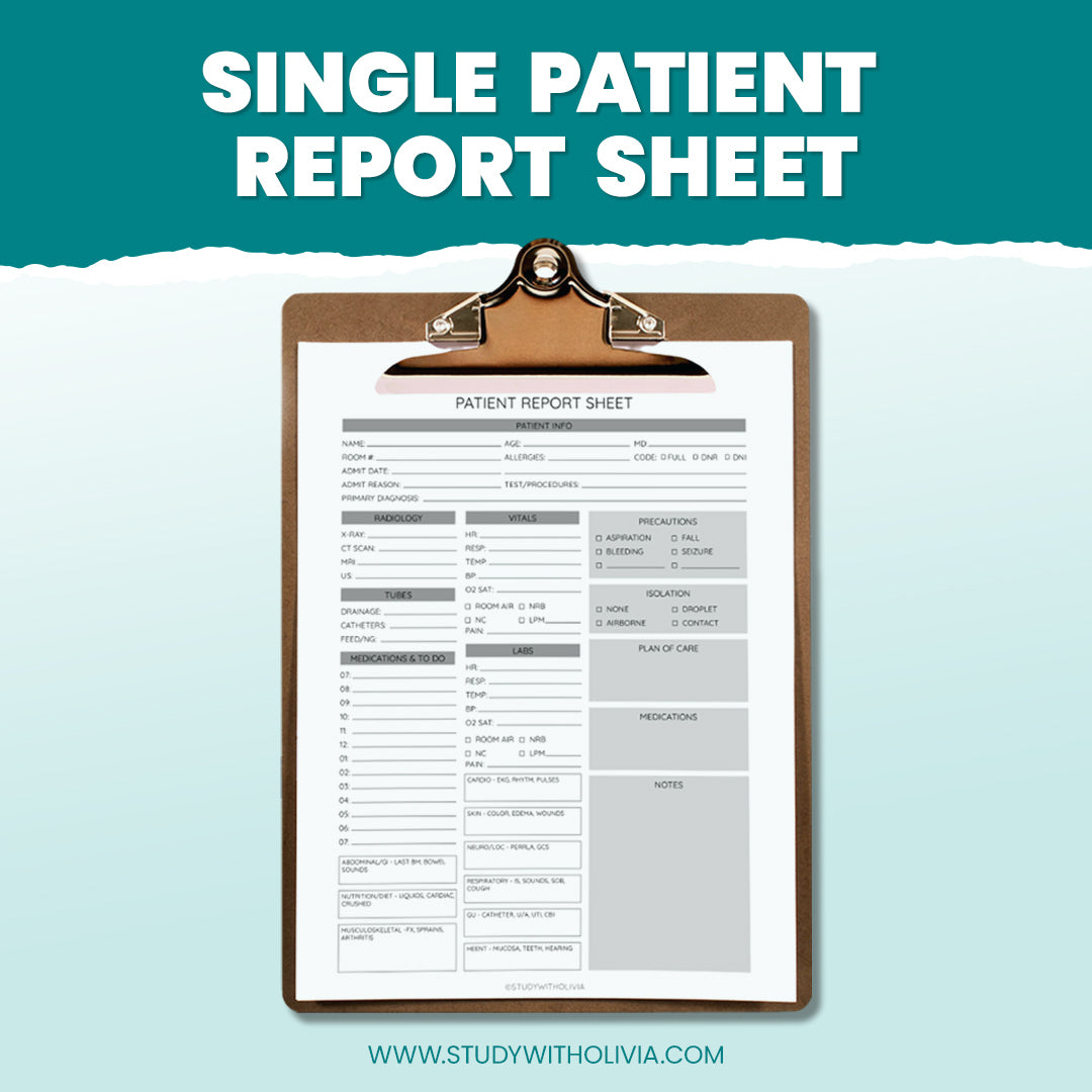 A single patient report sheet with medical information and data for efficient healthcare management.