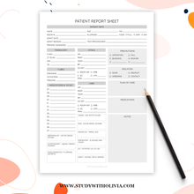 Patient Report Sheet by Study with Olivia